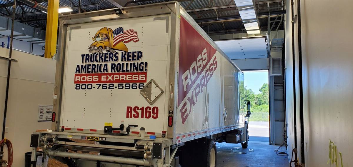 Ross Express box truck with cut vinyl graphics